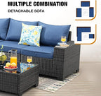 7 Pieces Patio Furniture Set All-Weather Outdoor Wicker Sectional Conversation - Image 6