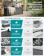 SERWALL HDPE Outdoor Storage Bench, All-Weather, UV-Resistant Deck Box - Image 4