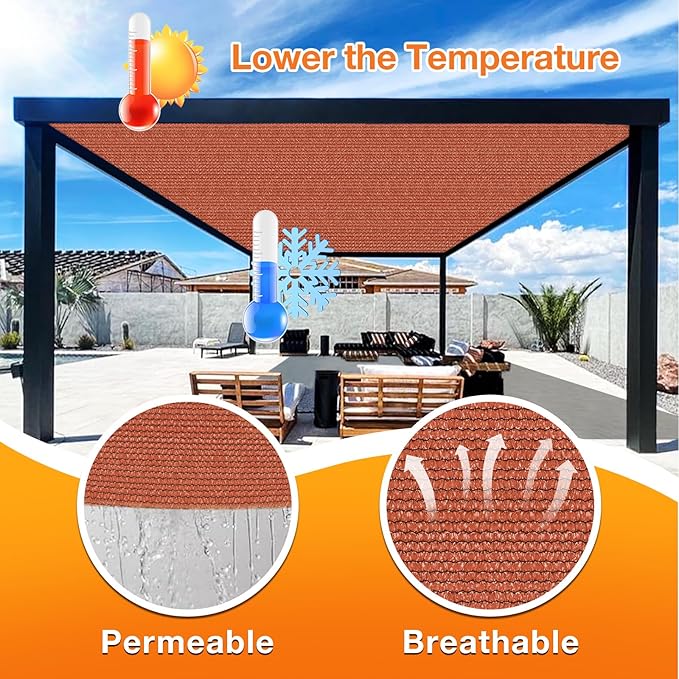 Artpuch 90% Sun Shade Cloth, 8 x 9 FT Pergola Shade Cover Canopy - Image 4