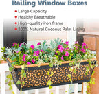 4 Pack 24" Railing Planter Window Box Deck Balcony Rail Planter Black Metal - Image 2