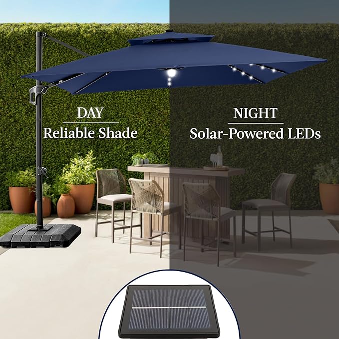 Best Choice Products 12x12ft LED Cantilever Patio Umbrella w/Base Included & - Image 6