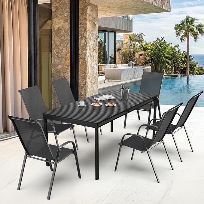 VINGLI Patio Chairs Set of 6 – Stackable Outdoor Dining Chairs - Image 9