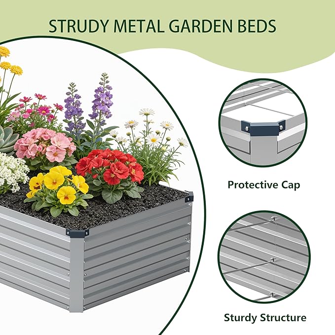12x4x1 ft Galvanized Raised Garden Bed, Outdoor Planter Box Metal Patio Kit - Image 3