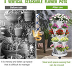 Vertical Strawberry Planter 5 Tier Stackable Tower Herb Planters-Stacking - Image 6