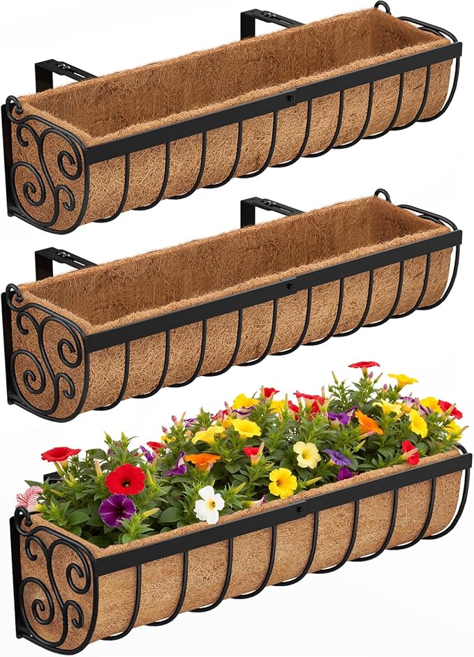 Railing Planter Boxes, 30 Inch Window Boxes Planters, Balcony Planters by VOXOR