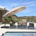 PURPLE LEAF 10 Feet Patio Umbrella Outdoor Cantilever Solar Powered LED Square - Image 2