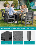 SERWALL 7-Piece Patio Dining Sets, All Weather HDPE Outdoor Furniture Set - Image 4