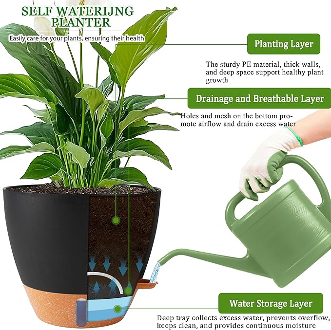 8/10/12 Inch Self Watering Pots - Image 7