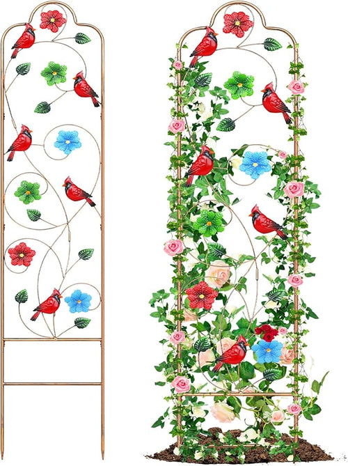 2 Pack Metal Garden Trellis Arched Fence Trellises by YADOOLIFE