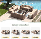 Aoxun 14 Piece Patio Furniture Set Wicker Rattan Patio Conversation Set Outdoor - Image 5