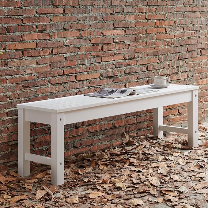 Psilvam Outdoor Bench, Two Person Poly Lumber Porch Bench, Weatherproof Garden - Image 7