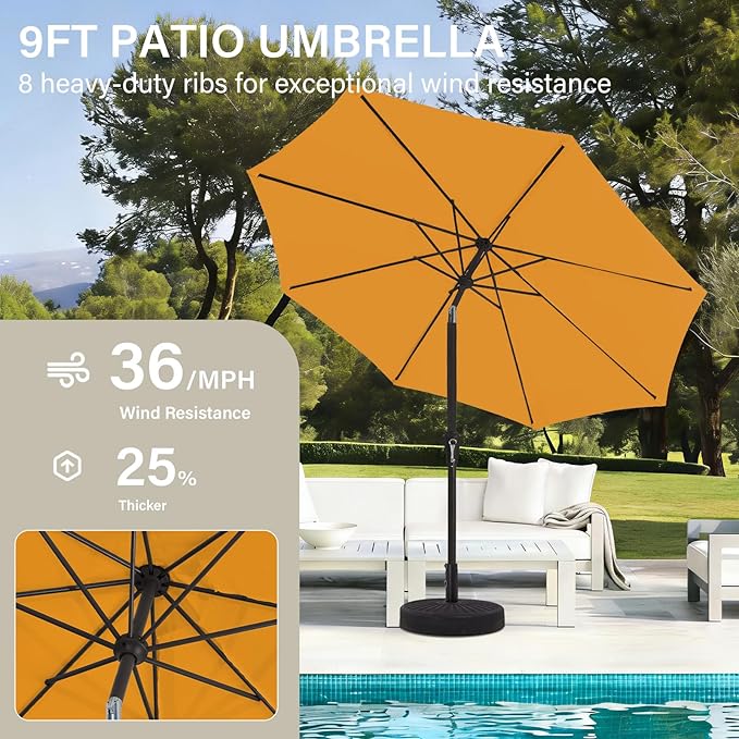 MEWAY 9ft Patio Umbrella Outdoor Table Umbrellas - Image 4