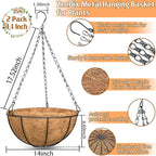 ZeeDix 2 Pack 14 Inch Metal Hanging Baskets - Image 2