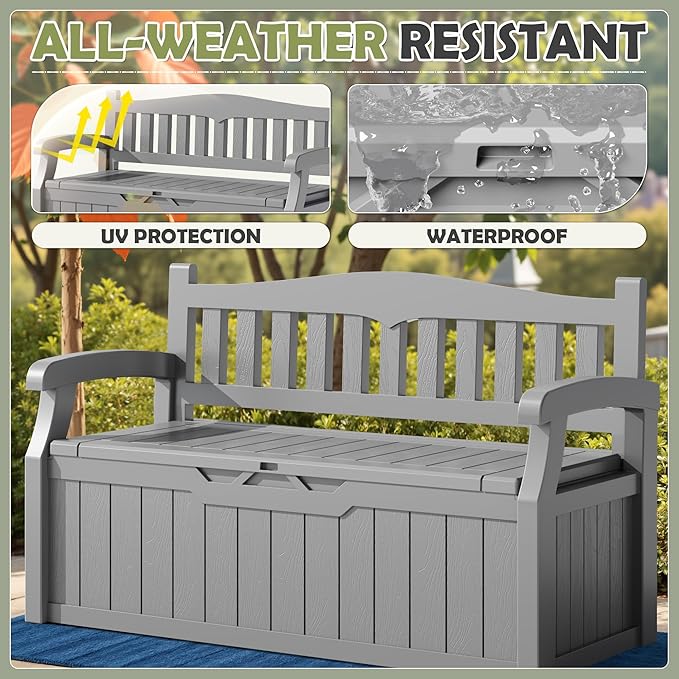 Homall 75 Gallon Outdoor Storage Benches Lockable Deck Box - Image 5