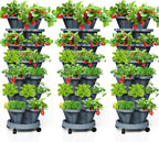 7 Tiered Strawberry Vertical Planter Tower Garden 3 Pack, Stackable Planter by Tectsia
