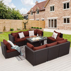 NICESOUL Modern 9 Pcs Patio Sectional Sofa Set by NICESOUL