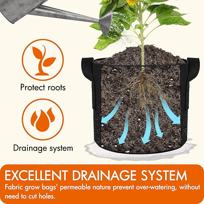 Gardzen 10-Pack 20 Gallon Grow Bags, Aeration Fabric Pots - Image 5