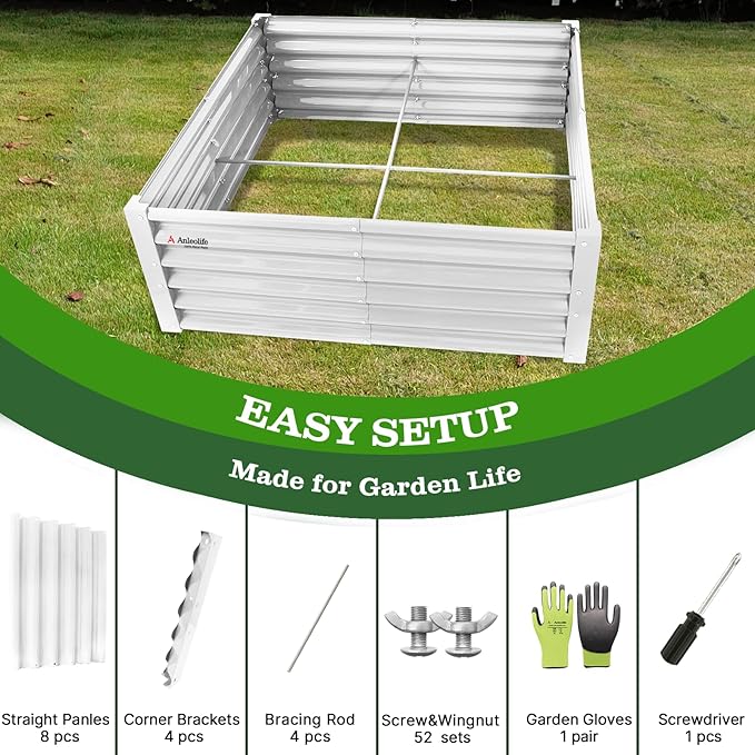A ANLEOLIFE 4X4X1.5 ft Galvanized Raised Garden Beds Outdoor, Square Metal - Image 5