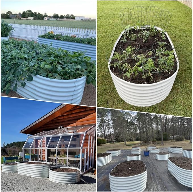 A ANLEOLIFE 6-Set 8X4X2 ft Galvanized Raised Garden Bed Kit, Oval Metal Deep - Image 9