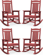 SERWALL Patio Rocking Chairs Set of 4, HDPE Outdoor Rockers by SERWALL