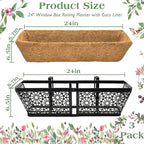 ZeeDix Railing Planter Boxes, 24 Inch Window Flower Box Planters - Image 3