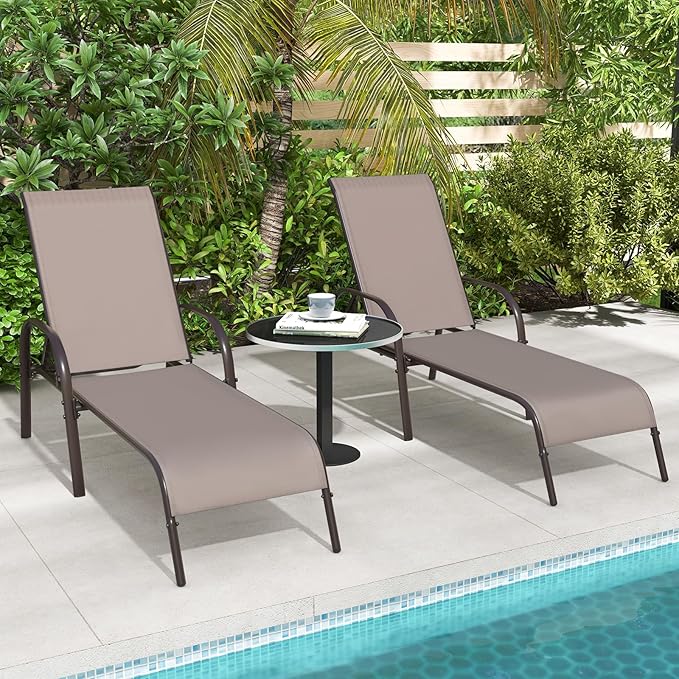 Giantex 2 Pack Patio Lounge Chair, Outdoor Chaise Lounge - Image 6