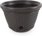 Suncast 4 Pack Wicker Hose Pot, Decorative Resin Garden Hose Storage, 100ft - Image 3