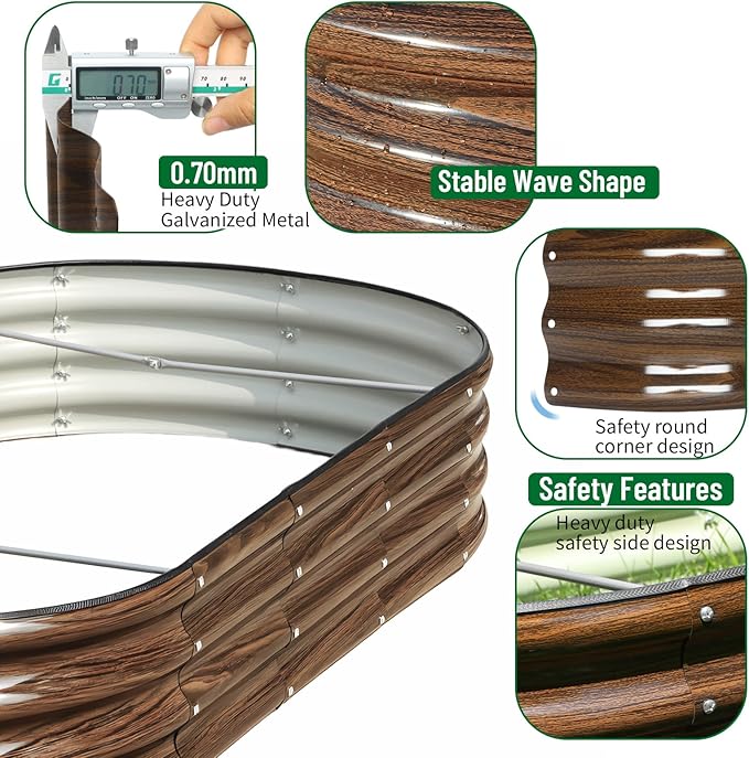 SnugNiture 6x3x1ft Raised Garden Bed Kit, Outdoor Oval Metal Garden Planter - Image 3