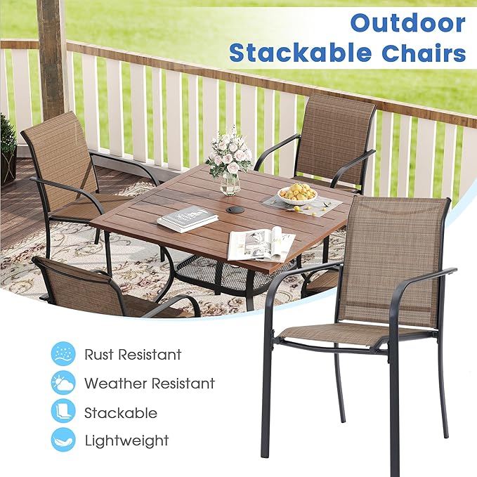 VICLLAX Patio Dining Set for 6, Outdoor Furniture Set Includes 63" Rectangle - Image 6