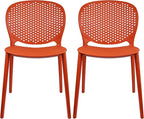 2xhome Set of 2 Patio Dining Chairs | Modern Stackable Outdoor Pool Side Chair by 2xhome