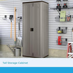 Suncast Tall Storage Cabinet, Platinum Resin Garage Storage Cabinet - Image 2