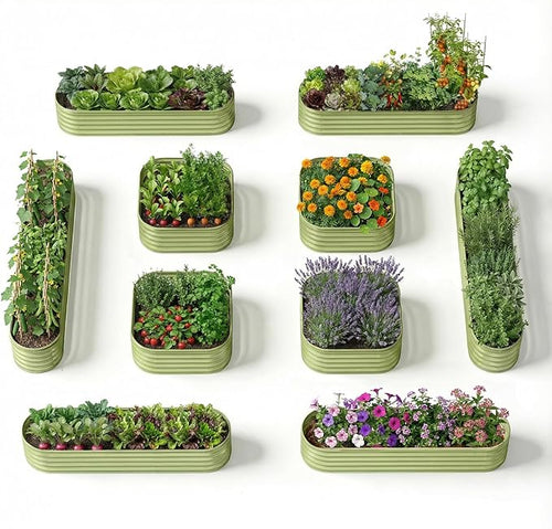 10-Pack 18” Tall Galvanized Raised Garden Beds – Compact Backyard Garden Layout by Annoell