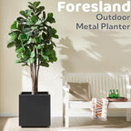 Large Metal Outdoor Planter Box 20Wx20Dx21.5H, Galvanized Steel Cube Planters - Image 2