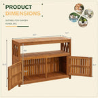 Greesum 2-Tier Outdoor Storage Cabinet in Acacia Wood, - Image 3