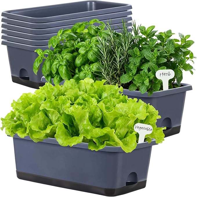 Window Box Planter 8 Pcs, 17 Inches Rectangle Flower Pots by Oliz