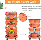 VECELO 5 Tier Vertical Garden Planter, Self Watering Stackable Planters - Image 3