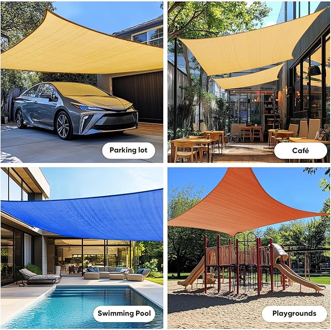 Quictent 24X24FT 185 GSM HDPE Square Sun Shade Sail Canopy 98% Sun Block - Image 3