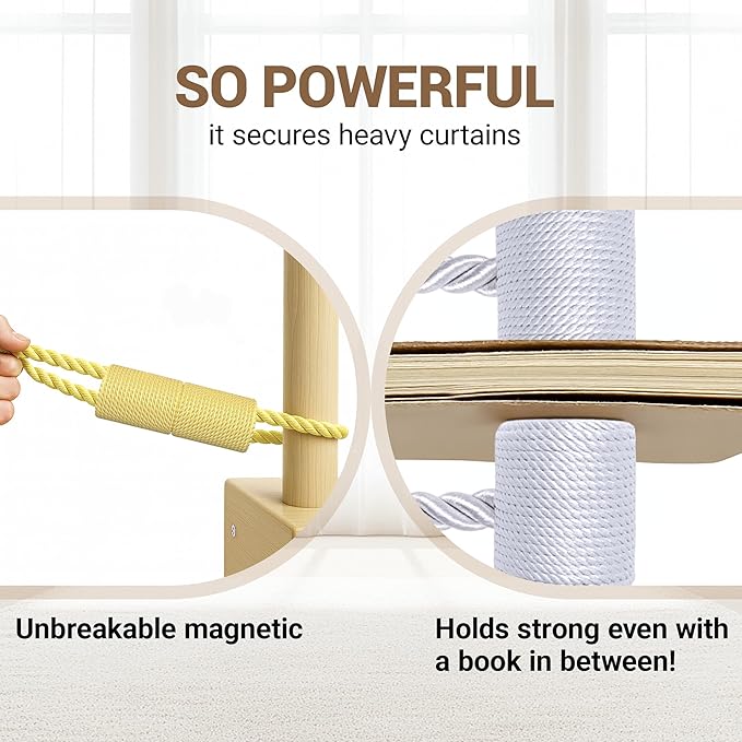Hion Magnetic Curtain Tiebacks Golden 4 Pack, Curtain Tiebacks Buckles - Image 6
