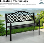 MFSTUDIO 50" Black Outdoor Metal Garden Bench, Cast Iron Frame Patio Furniture - Image 7