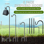 6 Pcs 60 Inch Shepherds Hook for Outdoor Adjustable Bird Feeder Pole Metal - Image 2