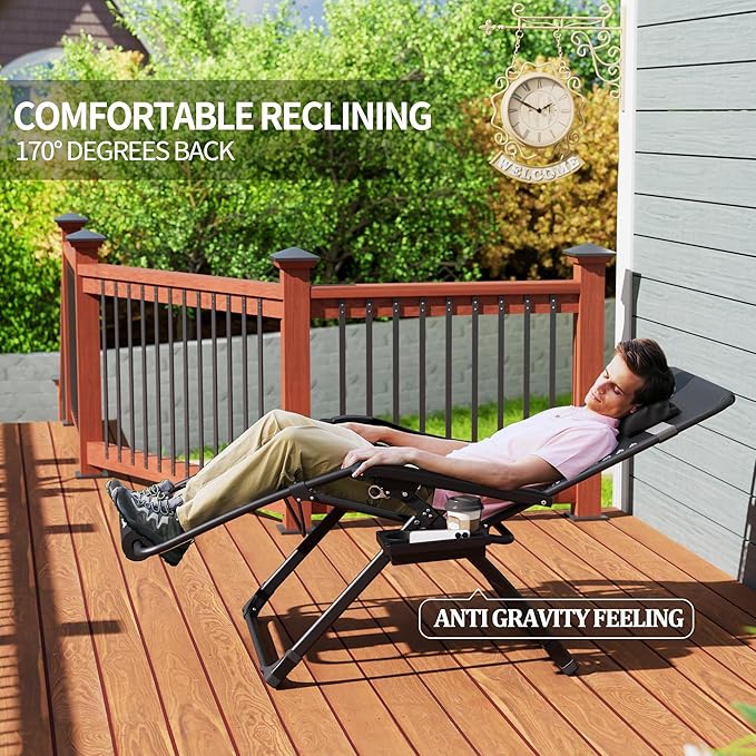 UDPATIO Oversized Zero Gravity Chair Set of 2, 29In XL Patio Reclining Chair - Image 6