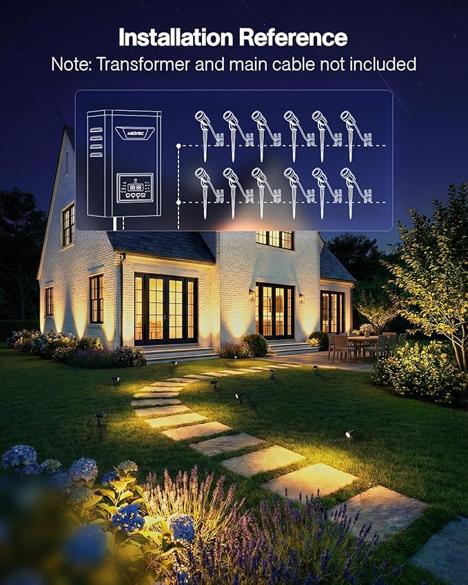 HIBOITEC 12 Pack Low Voltage Landscape Lighting, 5W LED Landscape Spotlights - Image 4