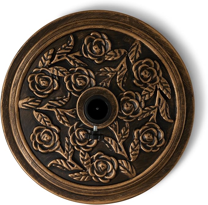 Backyard Expressions 20 lb Patio Umbrella Base Stand, Decorative Rose Medallion - Image 3