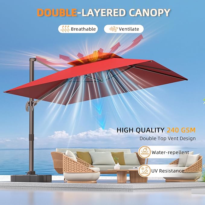 9' X 12' Cantilever Outdoor Patio Umbrellas - Image 5