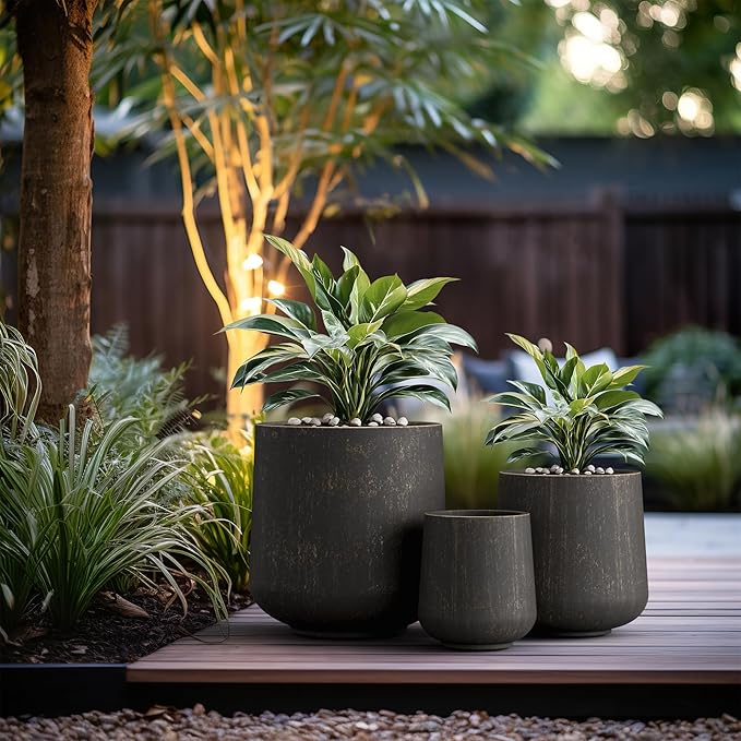 Kante 15.3"+11.6"+8.2" Dia Round Concrete Planter, Large Outdoor Indoor Planter - Image 6