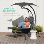 Best Choice Products Outdoor Hanging Curved Steel Chaise Lounge Chair Swing - Image 8