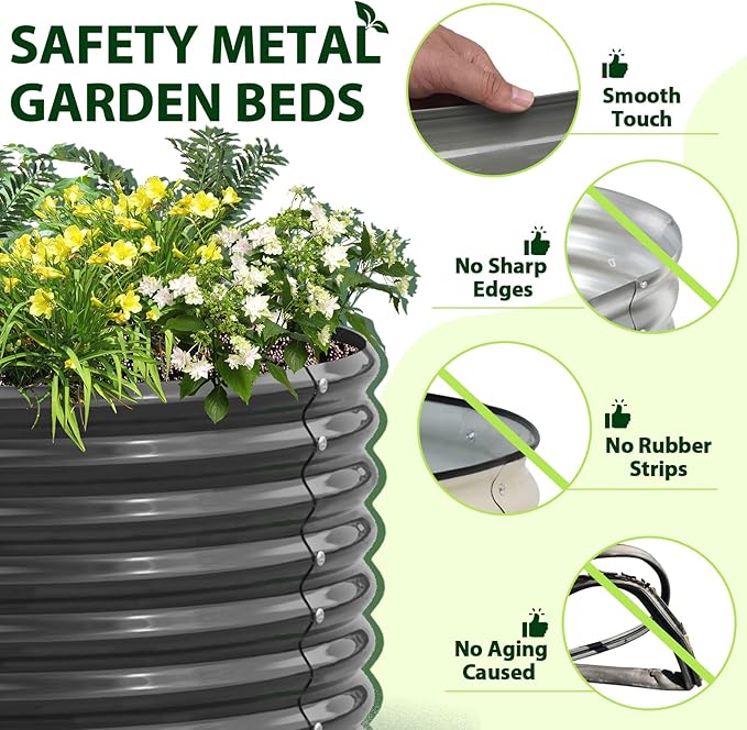 A ANLEOLIFE 8x4x2ft Galvanized Raised Garden Bed Kit, Oval Metal Deep Root - Image 8