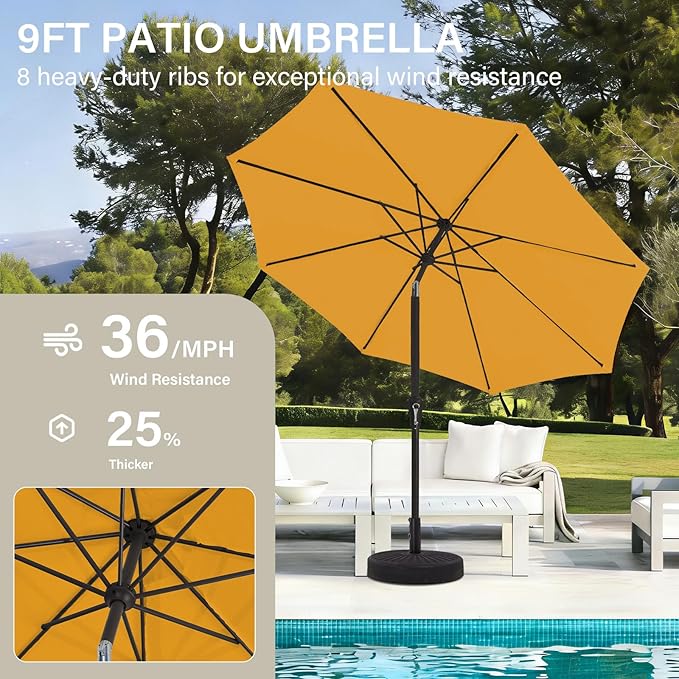 MEWAY 9ft Patio Umbrella Outdoor Table Umbrellas - Image 4