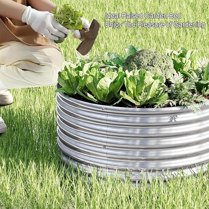 4 Pack 2x2FT Round Corrugated Galvanized Steel Raised Garden Bed Outdoor - Image 4