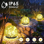 Solar Garden Lights, 4 Pack 120 LED Multicolor Cracked Glass Solar Outdoor - Image 3